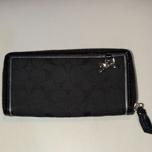 Coach Black Wallet with Silver Bow Accent - Rehab Wallet